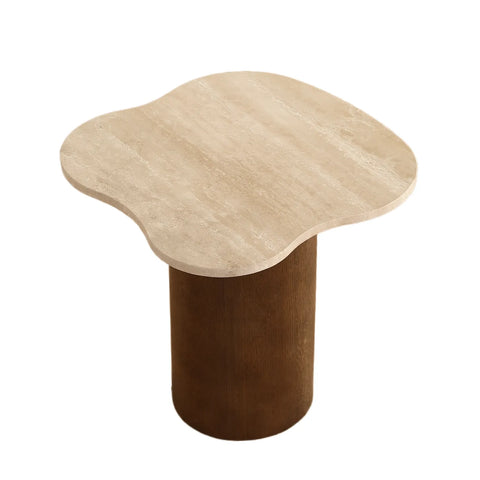 Tilde Walnut Effect Coffee Tables with Travertine Marble Tops