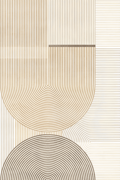 Topology B Circular & Linear Geometrical Pattern Rug - 160 x 200cm - Furnt