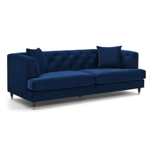 Tribeca Tufted Royal Navy Blue Velvet 3 Seater Sofa