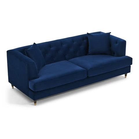 Tribeca Tufted Royal Navy Blue Velvet 3 Seater Sofa