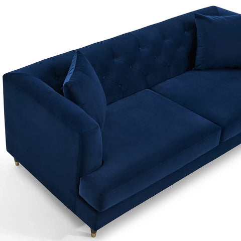 Tribeca Tufted Royal Navy Blue Velvet 3 Seater Sofa