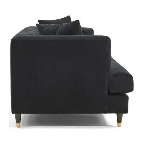 Tribeca Tufted Vintage Black Velvet 3 Seater Sofa