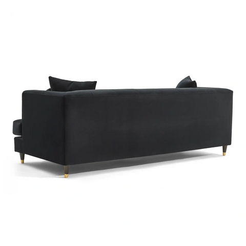Tribeca Tufted Vintage Black Velvet 3 Seater Sofa
