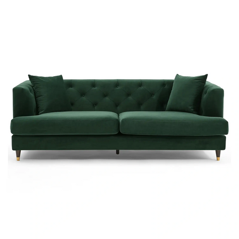 Tribeca Tufted Vintage Dark Green Velvet 3 Seater Sofa