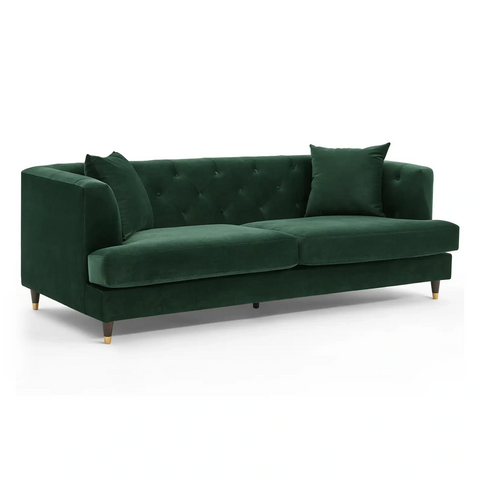Tribeca Tufted Vintage Dark Green Velvet 3 Seater Sofa