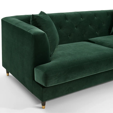 Tribeca Tufted Vintage Dark Green Velvet 3 Seater Sofa