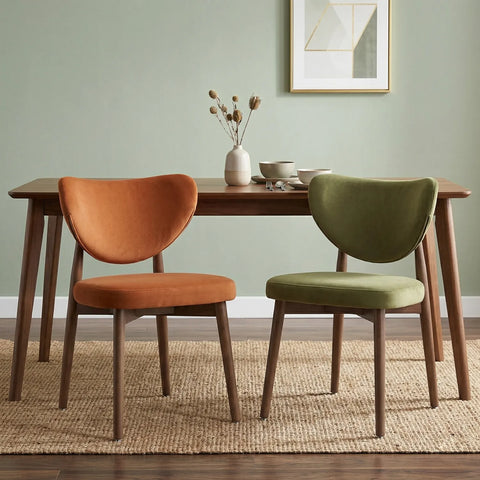 Valen Set of 2 Olive Green Fabric Dining Chairs