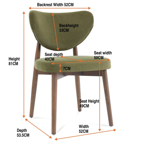 Valen Set of 2 Olive Green Fabric Dining Chairs