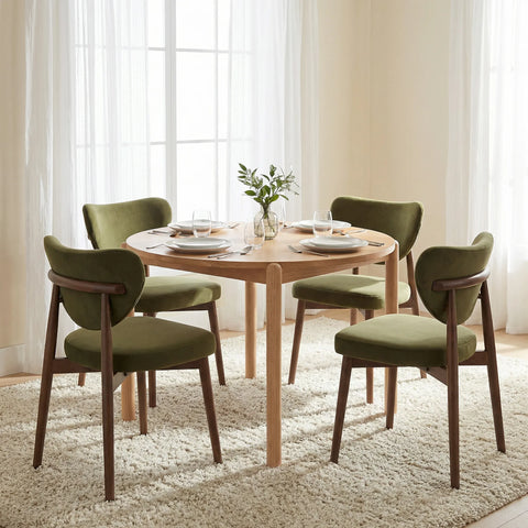 Valen Set of 2 Olive Green Fabric Dining Chairs