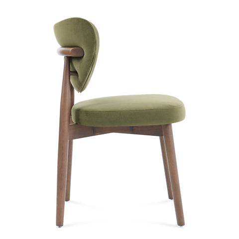 Valen Set of 2 Olive Green Fabric Dining Chairs