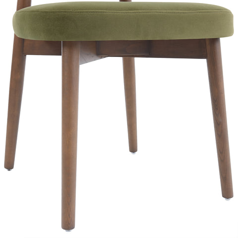 Valen Set of 2 Olive Green Fabric Dining Chairs