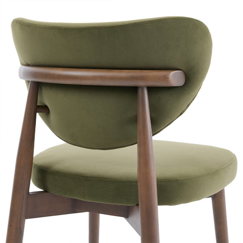 Valen Set of 2 Olive Green Fabric Dining Chairs