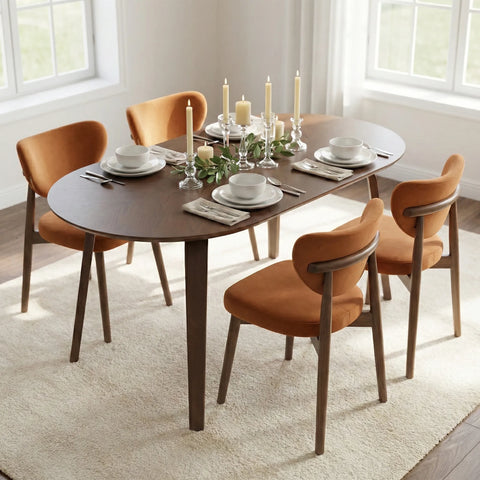 Valen Set of 2 Rusty Orange Fabric Dining Chairs