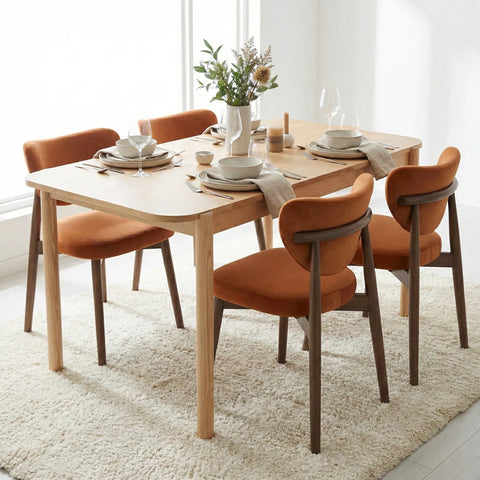 Valen Set of 2 Rusty Orange Fabric Dining Chairs