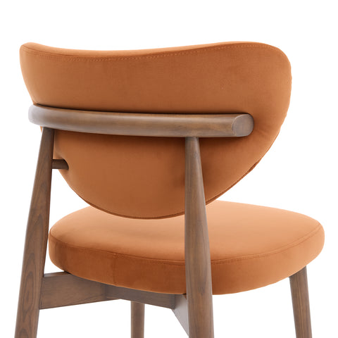 Valen Set of 2 Rusty Orange Fabric Dining Chairs