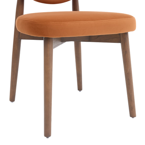 Valen Set of 2 Rusty Orange Fabric Dining Chairs