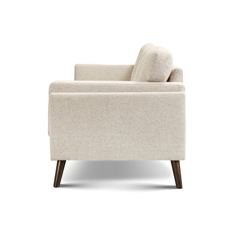 Vedic Warm Beige Fabric 3 Seater Sofa with Tufted Backrest