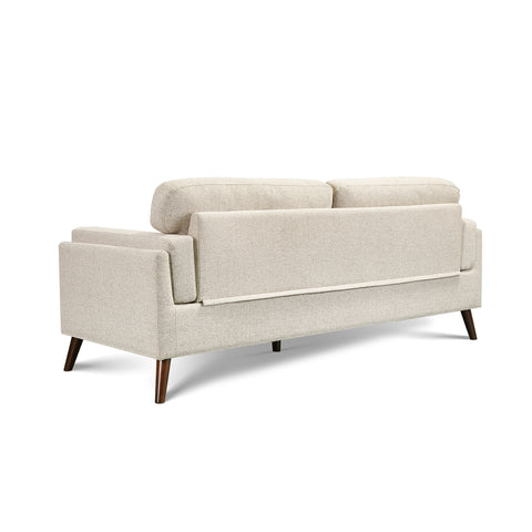 Vedic Warm Beige Fabric 3 Seater Sofa with Tufted Backrest