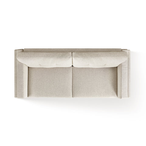 Vedic Warm Beige Fabric 3 Seater Sofa with Tufted Backrest