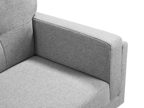 Vedic Stone Grey Fabric 3 Seater Sofa with Tufted Backrest