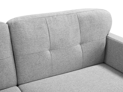 Vedic Stone Grey Fabric 3 Seater Sofa with Tufted Backrest