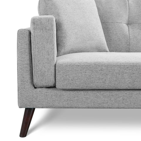 Vedic Stone Grey Fabric 3 Seater Sofa with Tufted Backrest