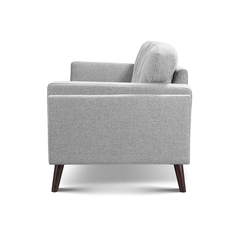 Vedic Stone Grey Fabric 3 Seater Sofa with Tufted Backrest