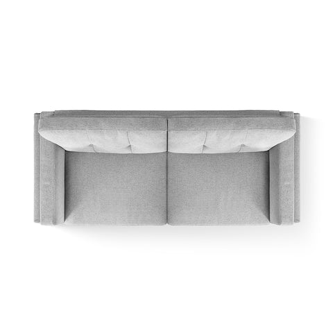 Vedic Stone Grey Fabric 3 Seater Sofa with Tufted Backrest