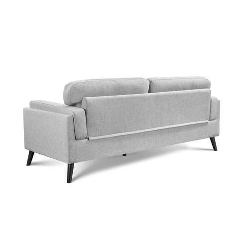 Vedic Stone Grey Fabric 3 Seater Sofa with Tufted Backrest