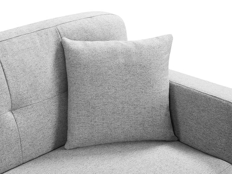 Vedic Stone Grey Fabric 3 Seater Sofa with Tufted Backrest