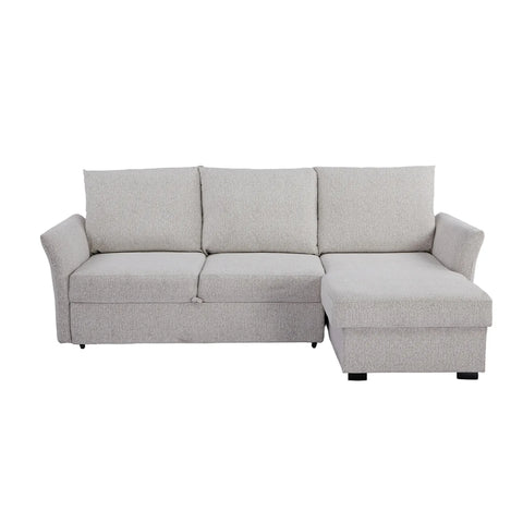 Velin Beige Fabric 3 Seater Reversible Corner Sofa Bed with Storage