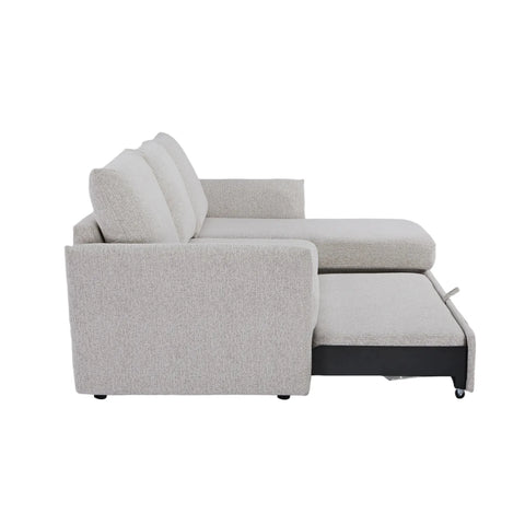 Velin Beige Fabric 3 Seater Reversible Corner Sofa Bed with Storage