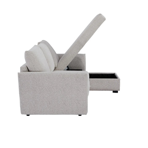 Velin Beige Fabric 3 Seater Reversible Corner Sofa Bed with Storage
