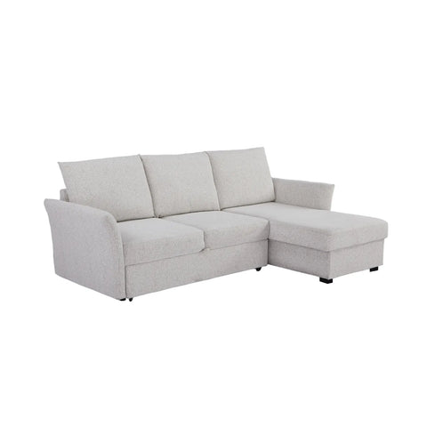 Velin Beige Fabric 3 Seater Reversible Corner Sofa Bed with Storage