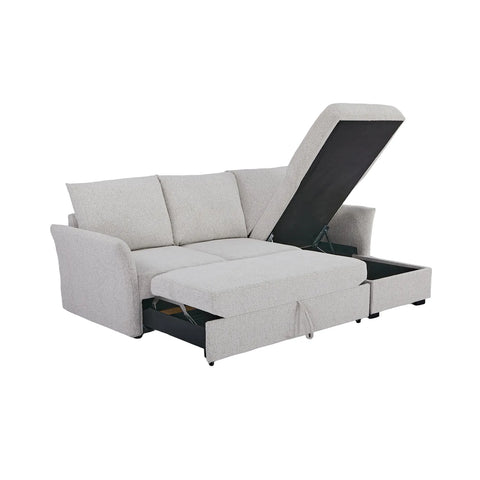 Velin Beige Fabric 3 Seater Reversible Corner Sofa Bed with Storage
