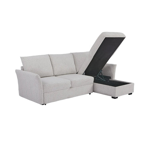 Velin Beige Fabric 3 Seater Reversible Corner Sofa Bed with Storage