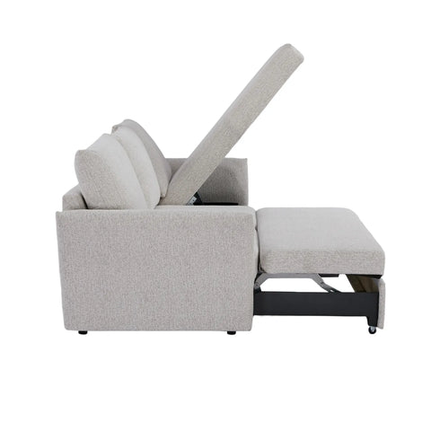 Velin Beige Fabric 3 Seater Reversible Corner Sofa Bed with Storage