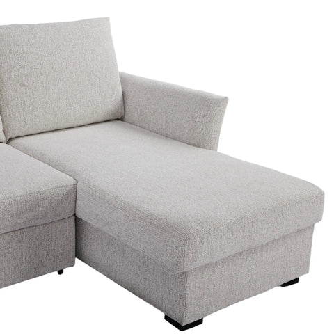 Velin Beige Fabric 3 Seater Reversible Corner Sofa Bed with Storage