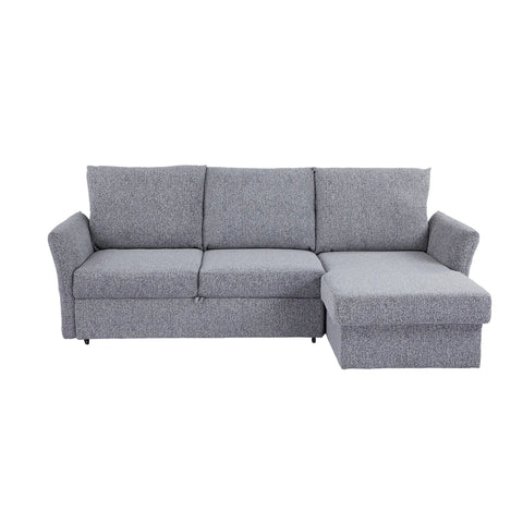 Velin Dark Grey Fabric 3 Seater Reversible Corner Sofa Bed with Storage