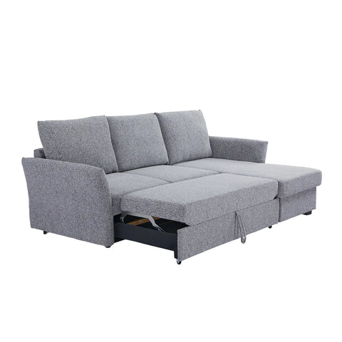 Velin Dark Grey Fabric 3 Seater Reversible Corner Sofa Bed with Storage