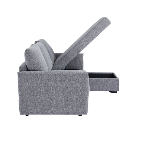 Velin Dark Grey Fabric 3 Seater Reversible Corner Sofa Bed with Storage