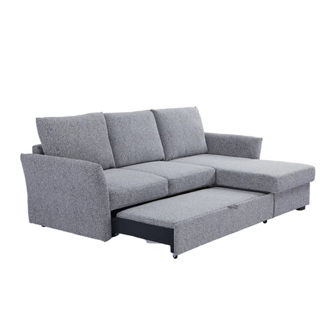 Velin Dark Grey Fabric 3 Seater Reversible Corner Sofa Bed with Storage