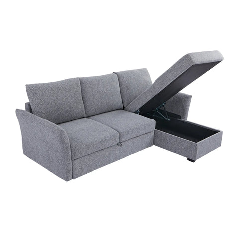 Velin Dark Grey Fabric 3 Seater Reversible Corner Sofa Bed with Storage