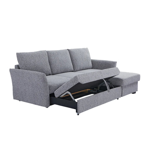 Velin Dark Grey Fabric 3 Seater Reversible Corner Sofa Bed with Storage