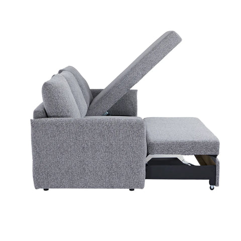 Velin Dark Grey Fabric 3 Seater Reversible Corner Sofa Bed with Storage