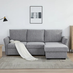 Velin Dark Grey Fabric 3 Seater Reversible Corner Sofa Bed with Storage