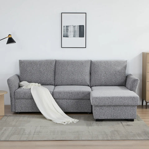 Velin Dark Grey Fabric 3 Seater Reversible Corner Sofa Bed with Storage