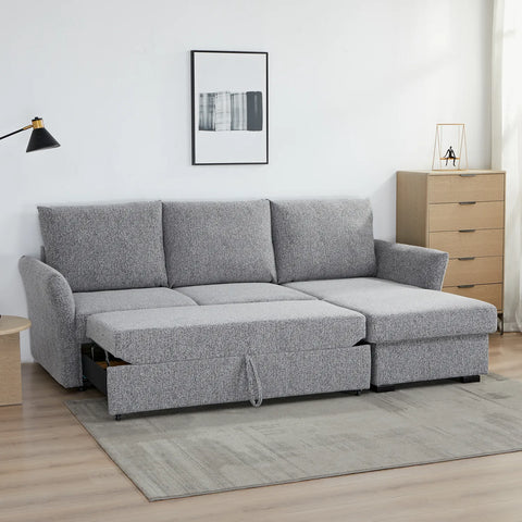 Velin Dark Grey Fabric 3 Seater Reversible Corner Sofa Bed with Storage
