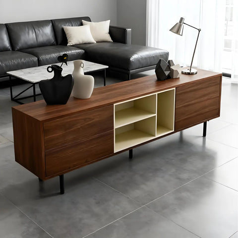Vero Walnut & Cream Wooden TV Cabinet