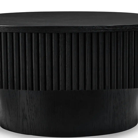Vivid Black Wooden Round Coffee Table